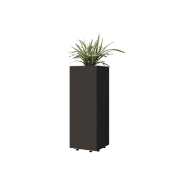 Čelična tegla za cvijeće - Kvadrat - 30 x 30 x 80 cm - RAL7016 mat (antracit siva) - S donjom pločom - S nogama