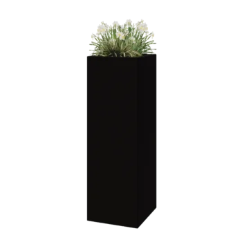 Stakloplastična tegla za cvijeće - Kvadrat - 40 x 40 x 120 cm - RAL9005 mat (crna) - S dnom