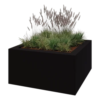 Stakloplastična tegla za cvijeće - Kvadrat - 160 x 160 x 80 cm - RAL9005 mat (crna) - S dnom