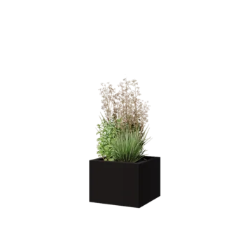 Čelična tegla za cvijeće - Kvadrat - 40 x 40 x 30 cm - RAL9005 mat (crna) - Bez donje ploče