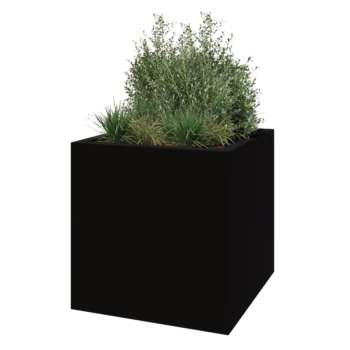 Stakloplastična tegla za cvijeće - Kvadrat - 120 x 120 x 120 cm - RAL9005 mat (crna) - S dnom