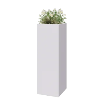 Stakloplastična tegla za cvijeće - Kvadrat - 40 x 40 x 120 cm - RAL9010 mat (bijela) - S dnom
