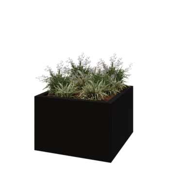 Stakloplastična tegla za cvijeće - Kvadrat - 120 x 120 x 80 cm - RAL9005 mat (crna) - S dnom