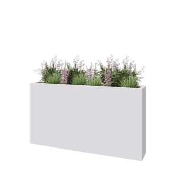 Stakloplastična tegla za cvijeće - Pravougaonik - 150 x 25 x 80 cm - RAL9010 mat (bijela) - S dnom