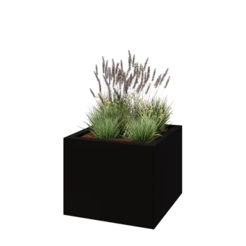 Stakloplastična tegla za cvijeće - Kvadrat - 100 x 100 x 80 cm - RAL9005 mat (crna) - S dnom