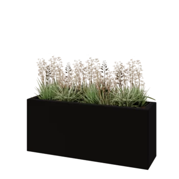 Stakloplastična tegla za cvijeće - Pravougaonik - 120 x 30 x 50 cm - RAL9005 mat (crna) - S dnom