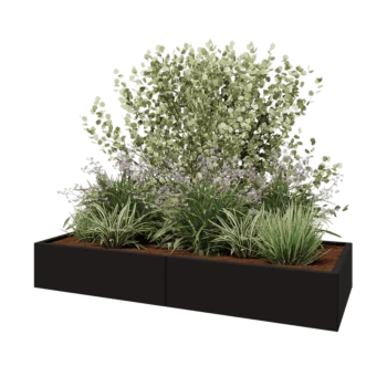 Čelična tegla za cvijeće XXL - Pravokutnik - 200 x 80 x 30 cm - RAL9005 mat (crna) - Bez donje ploče