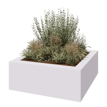 Stakloplastična tegla za cvijeće - Kvadrat - 160 x 160 x 60 cm - RAL9010 mat (bijela) - S dnom
