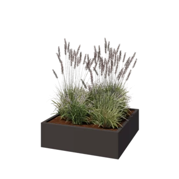 Čelična tegla za cvijeće - Kvadrat - 100 x 100 x 30 cm - RAL7016 mat (antracit siva) - Bez donje ploče