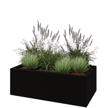 Stakloplastična tegla za cvijeće - Pravougaonik - 120 x 60 x 40 cm - RAL9005 mat (crna) - S dnom