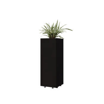 Čelična tegla za cvijeće - Kvadrat - 30 x 30 x 80 cm - RAL9005 mat (crna) - S donjom pločom - S nogama