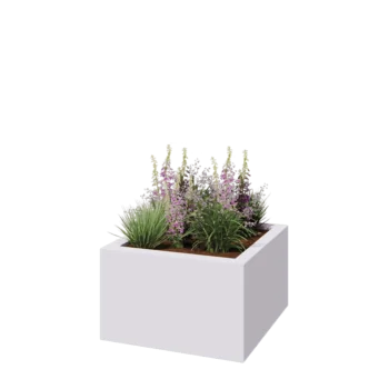 Stakloplastična tegla za cvijeće - Kvadrat - 100 x 100 x 60 cm - RAL9010 mat (bijela) - S dnom