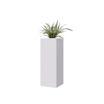 Čelična tegla za cvijeće - Kvadrat - 30 x 30 x 80 cm - RAL9010 mat (bijela) - Bez donje ploče