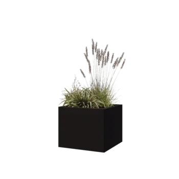Čelična tegla za cvijeće - Kvadrat - 50 x 50 x 40 cm - RAL9005 mat (crna) - S donjom pločom