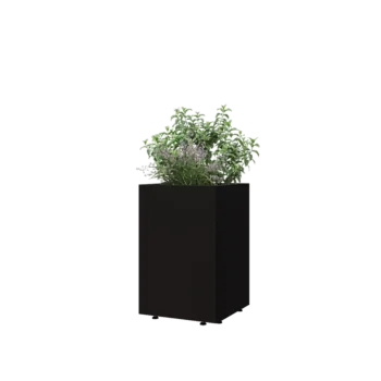 Čelična tegla za cvijeće - Kvadrat - 40 x 40 x 60 cm - RAL9005 mat (crna) - S donjom pločom - S nogama