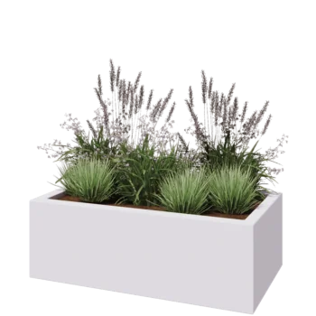 Stakloplastična tegla za cvijeće - Pravougaonik - 120 x 60 x 40 cm - RAL9010 mat (bijela) - S dnom