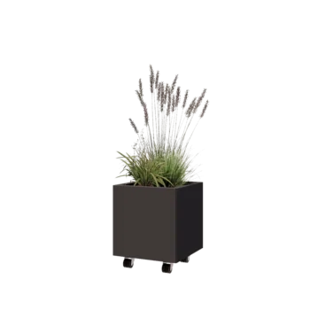 Čelična tegla za cvijeće - Kvadrat - 40 x 40 x 40 cm - Druga RAL boja - S donjom pločom - S kotačima
