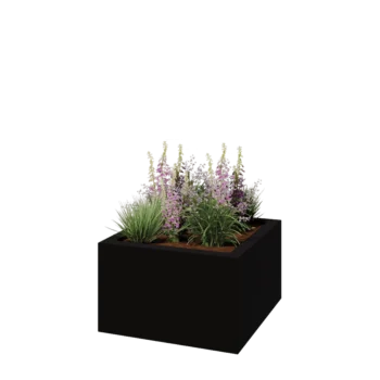 Stakloplastična tegla za cvijeće - Kvadrat - 100 x 100 x 60 cm - RAL9005 mat (crna) - S dnom