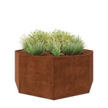 Corten čelik tegla za cvijeće - Osmerokut - 241,4 x 241,4 x 100 cm - Bez donje ploče
