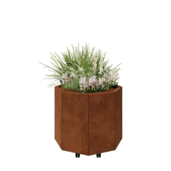 Corten čelik tegla za cvijeće - Osmerokut - 72,4 x 72,4 x 60 cm - S donjom pločom - S kotačima