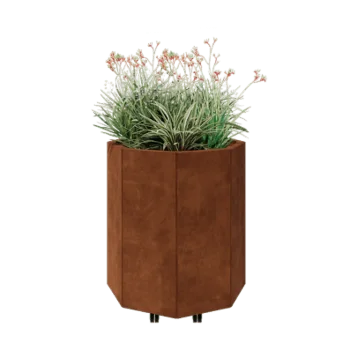 Corten čelik tegla za cvijeće - Osmerokut - 72,4 x 72,4 x 80 cm - S donjom pločom - S kotačima