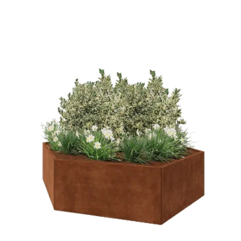 Corten čelik tegla za cvijeće - Šesterokut - 239,3 x 207,8 x 60 cm - Bez donje ploče
