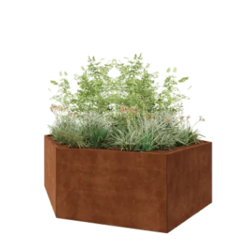 Corten čelik tegla za cvijeće - Šesterokut - 239,3 x 207,8 x 80 cm - Bez donje ploče