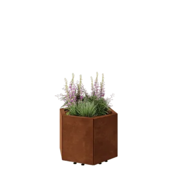 Corten čelik tegla za cvijeće - Šesterokut - 59,3 x 52 x 40 cm - S donjom pločom - S nogama