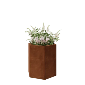 Corten čelik tegla za cvijeće - Šesterokut - 59,3 x 52 x 60 cm - Bez donje ploče