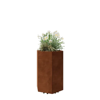 Corten čelik tegla za cvijeće - Šesterokut - 59,3 x 52 x 80 cm - S donjom pločom - S nogama