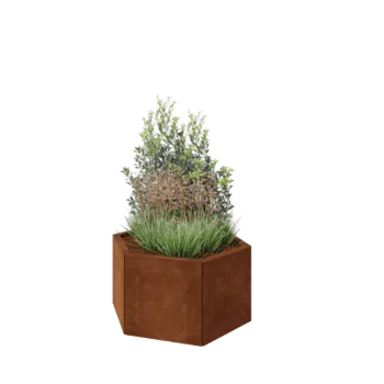 Corten čelik tegla za cvijeće - Šesterokut - 79,3 x 69,3 x 40 cm - Bez donje ploče
