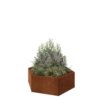 Corten čelik tegla za cvijeće - Šesterokut - 99,3 x 86,6 x 30 cm - Bez donje ploče