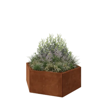 Corten čelik tegla za cvijeće - Šesterokut - 119,3 x 103,9 x 40 cm - Bez donje ploče