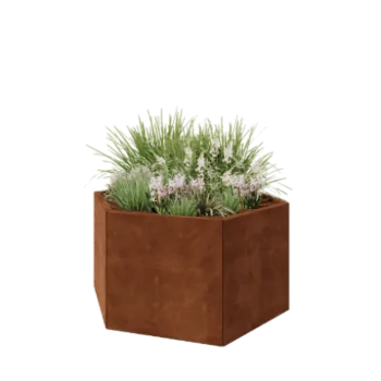 Corten čelik tegla za cvijeće - Šesterokut - 119,3 x 103,9 x 60 cm - Bez donje ploče