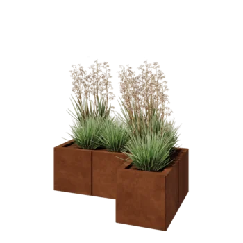 Corten čelik tegla za cvijeće - L-oblik - 90 x 60 x 30 cm - S donjom pločom