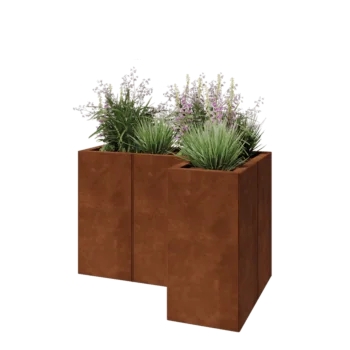 Corten čelik tegla za cvijeće - L-oblik - 90 x 60 x 60 cm - S donjom pločom