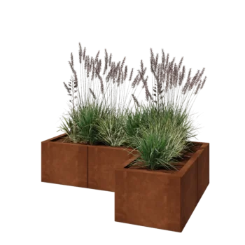 Corten čelik tegla za cvijeće - L-oblik - 120 x 80 x 30 cm - S donjom pločom
