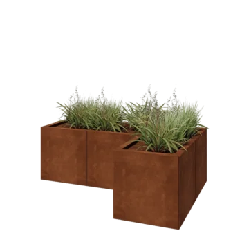 Corten čelik tegla za cvijeće - L-oblik - 120 x 80 x 40 cm - S donjom pločom
