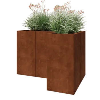 Corten čelik tegla za cvijeće - L-oblik - 120 x 80 x 80 cm - S donjom pločom