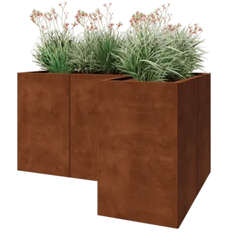 Corten čelik tegla za cvijeće - L-oblik - 150 x 100 x 80 cm - S donjom pločom