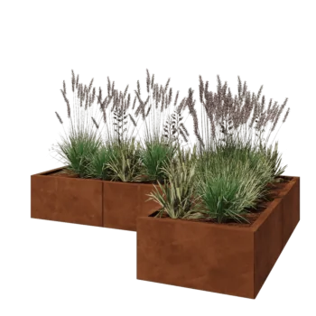 Corten čelik tegla za cvijeće - L-oblik - 180 x 120 x 30 cm - S donjom pločom