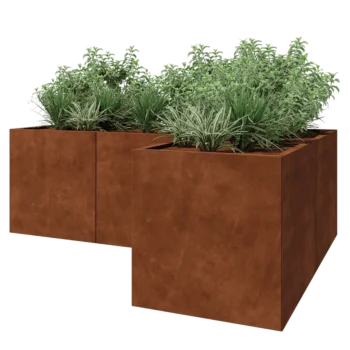 Corten čelik tegla za cvijeće - L-oblik - 210 x 140 x 70 cm - S donjom pločom