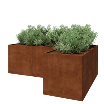 Corten čelik tegla za cvijeće - L-oblik - 240 x 160 x 80 cm - S donjom pločom