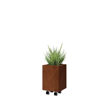Corten čelik tegla za cvijeće - Kvadrat - 30 x 30 x 40 cm - S donjom pločom - S kotačima