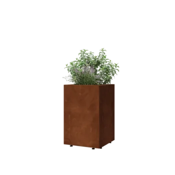 Corten čelik tegla za cvijeće - Kvadrat - 40 x 40 x 60 cm - S donjom pločom - S nogama