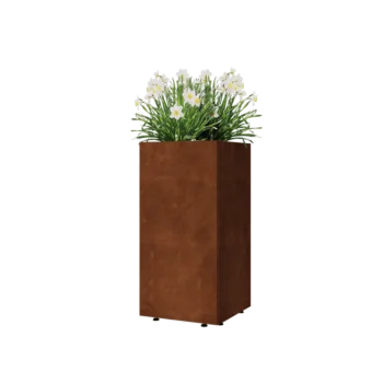 Corten čelik tegla za cvijeće - Kvadrat - 40 x 40 x 80 cm - S donjom pločom - S nogama