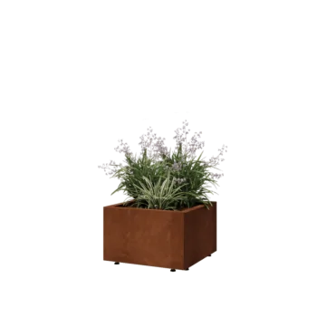 Corten čelik tegla za cvijeće - Kvadrat - 50 x 50 x 30 cm - S donjom pločom - S nogama