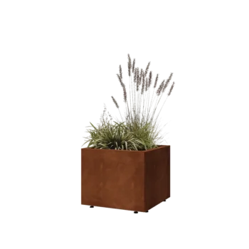 Corten čelik tegla za cvijeće - Kvadrat - 50 x 50 x 40 cm - S donjom pločom - S nogama
