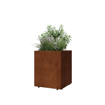 Corten čelik tegla za cvijeće - Kvadrat - 50 x 50 x 60 cm - S donjom pločom - S nogama
