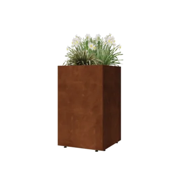 Corten čelik tegla za cvijeće - Kvadrat - 50 x 50 x 80 cm - S donjom pločom - S nogama